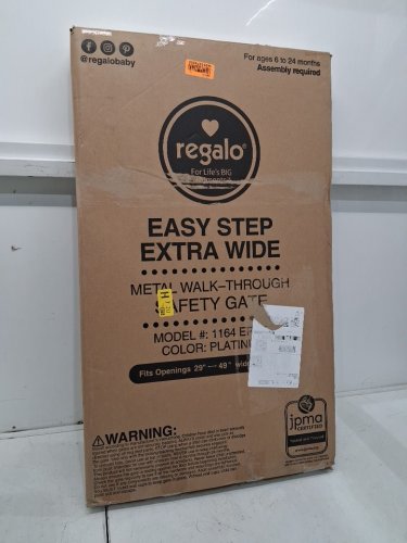REGALO EASY STEP EXTRA WIDE METAL SAFETY GATE - 30" X 29" - 49" - PLATINUM (MODEL: 1164 EP DS) image 4