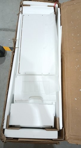 Tall Storage Cabinet with Frosted Glass Doors and Drawers - 66.9" x 23.6" x 11.8" - White (Model: BOT-MD-001) image 4