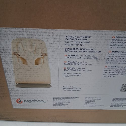 ergobaby evolve 3-in-1 adjustable bouncer seat/chair for newborns to toddlers - 20lbs capacity - cream mesh (model:  evlbnccrmmshna) image 6