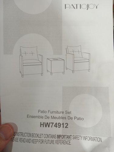 3pc outdoor rattan patio furniture set - 2 chairs & glass side table - gray - (model: hw74912gr) image 9