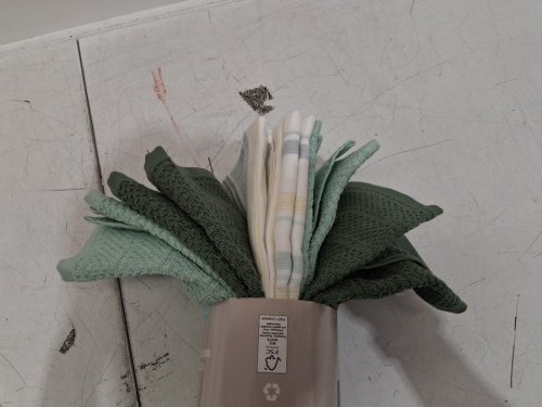 6PK MARTHA STEWART 100% COTTON KITCHEN DISH TOWELS - 17" X 28" - GREEN/white stripe  (STYLE: 3400110) image 4