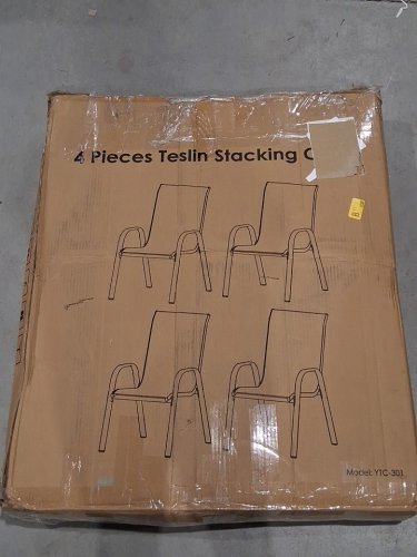 4PK TLSUNNY STACKABLE OUTDOOR ALL WEATHER PATIO CHAIRS - 330 LBS - BLACK (MODEL:YTC-301) image 2