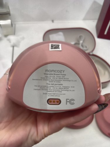 momcozy  Air 1 Ultra-Slim Hands-Free Wearable Breast Pump with wireless charging Case - cozy red  (model: air 1) image 8