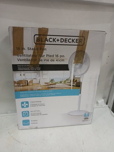 BLACK + DECKER 3-SPEED OSCILLATING STANDING FAN - 16" - WHITE (MODEL: BFSR16W) image 2