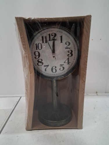 modern metal table clock - 12" - black gold image 3