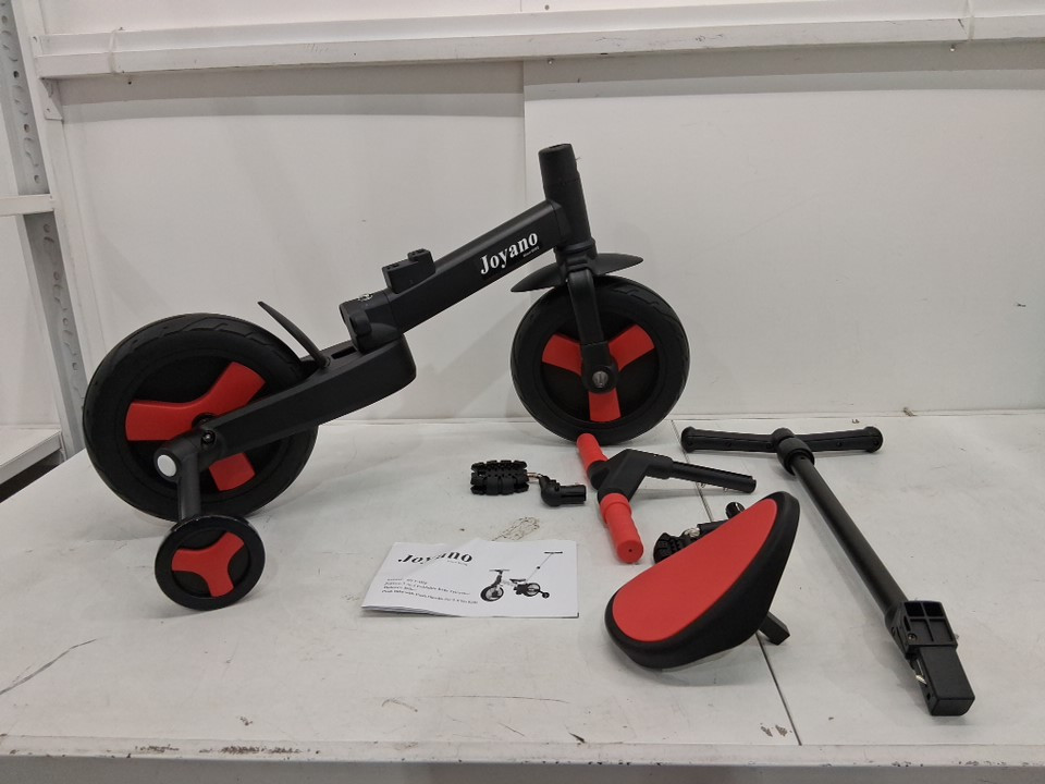 5-in-1 joyano foldable kids tricycle/balance bike with removable push bar - indoor/outdoor -  2y-8y - black/red - (model: svt-012) image 4