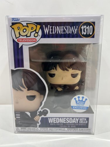 Funko pop! **funko exclusive** television: Wednesday - Wednesday with cello vinyl figure (#1310) **plastic protector cover** image 2