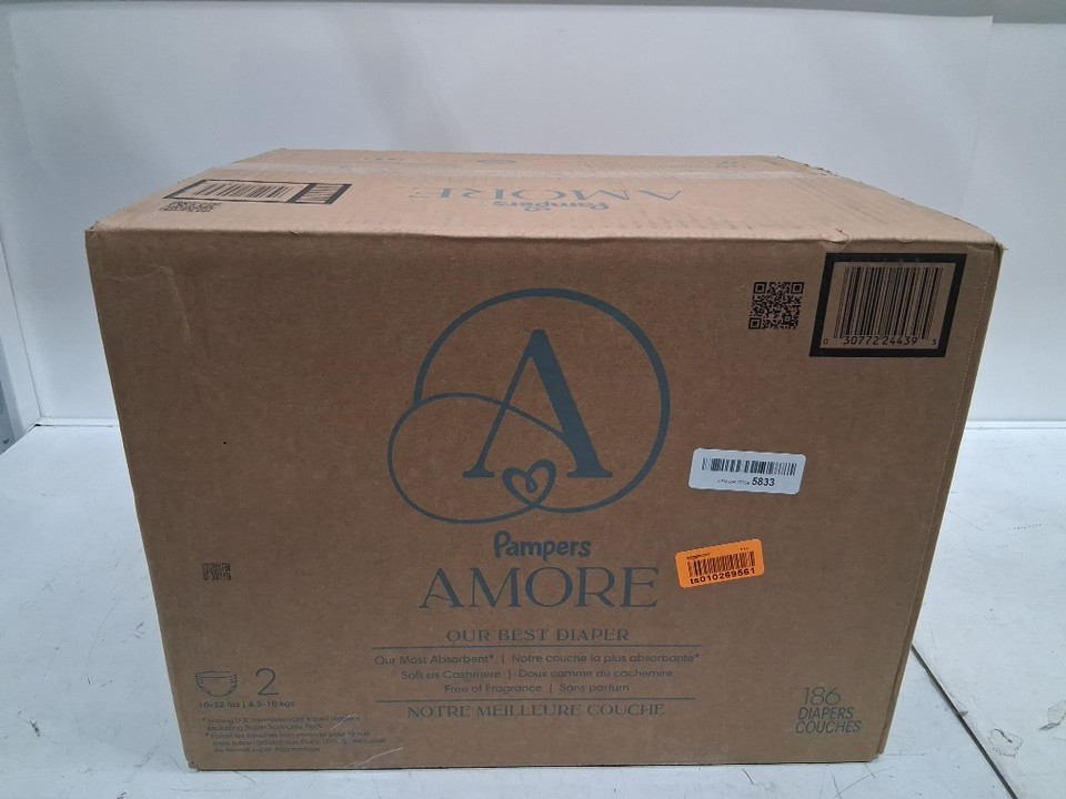 186pk kid's pampers amore most absorbent and best diaper - size 2 - white image 2