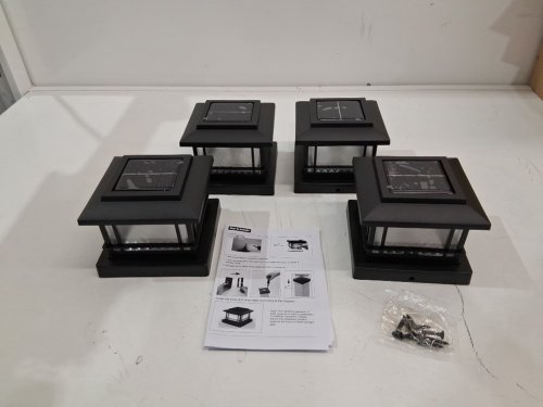 4pk solar post cap lights - black image 2