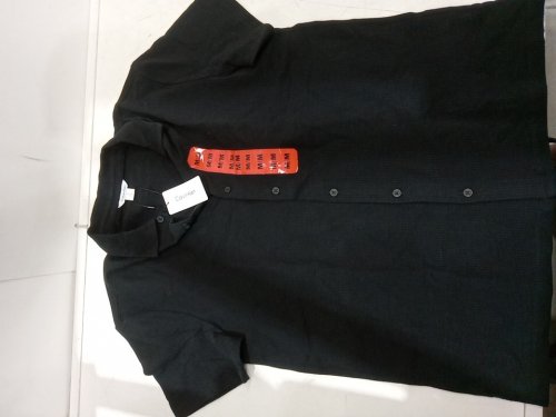 Men's Calvin Klein button up short sleeve casual dress shirt - medium - black image 2