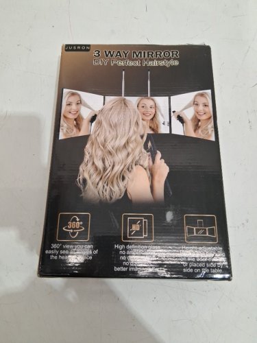 JUSRON 3 Way Mirror for Self Hair Cutting - BLACK image 2