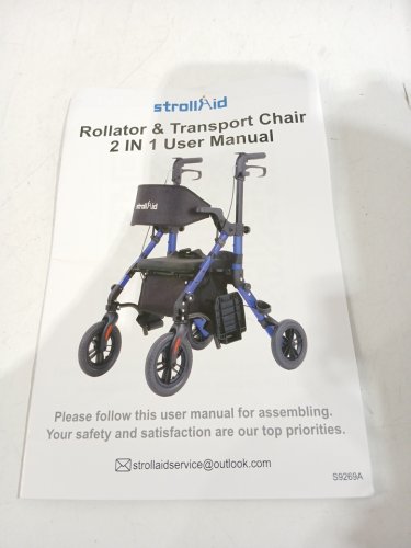 STROLLAID FOLDING ROLLATOR WALKER WITH SEAT - GREY/BLACK image 5