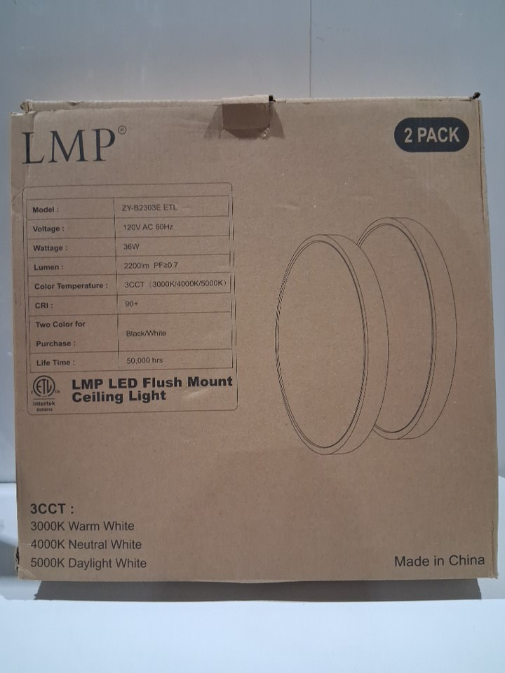 2PK LMP Slim Flush Mount Dimmable 3CCT Round Panel Ceiling Lights - 3000K - 5000K - 36W - 16" - White (MODEL: ZY-B2303E ETL) image 2