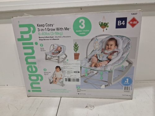 Ingenuity 3-in-1 Keep Cozy Grow with Me Vibrating Baby Bouncer, rocker & chair - 40lbs capacity - multicoloured (model: ‎12637) image 2