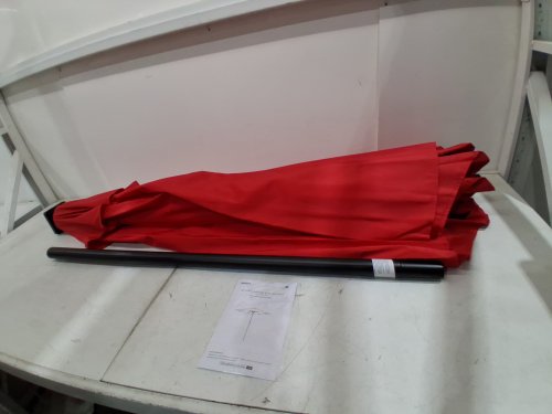 YAHEETECH SOLAR POWERED PATIO UMBRELLA WITH UV PROTECTION, PUSH BUTTON TILT, CRANK LIFT AND LED LIGHTS - 9FT - RED (MODEL: 611246 TAN) image 4
