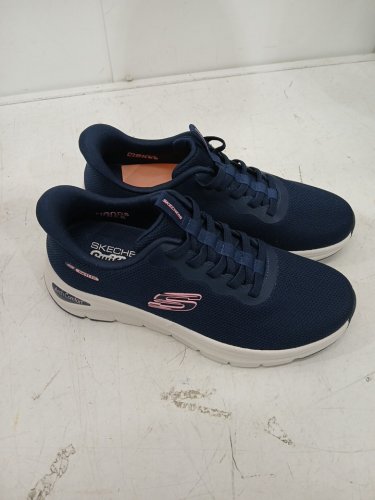 women's sketchers swift fit slip on shoe - size 8 - blue/pink (style: 6633508) image 2