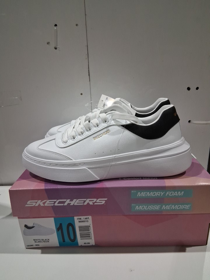 WOMEN'S SKECHERS CORDOVA MEMORY FOAM COMFORT SHOES - SIZE 10 - WHITE/BLACK - (STYLE: 9886010) image 2