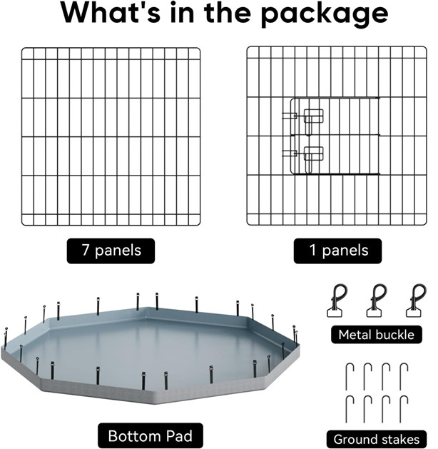 PJYuCien INDOOR/OUTDOOR foldable 8 panel dog playpen - 24" X 24" - black (model: pj002-bc) image 2