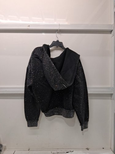 men's ROMANI “VS1” ZIPUP  FULLY RHINESTONED CROPPED FIT - small - black image 5