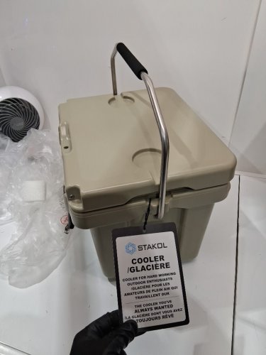 COSTWAY insulated ice cooler with 2 cup holders and 24-can capacity - 16 quart - khaki (model: OP70036CF) image 3