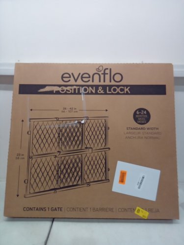 EVENFLO POSITION AND LOCK WIDE DOORWAY GATE - 23"H x 26-42"W - TAN (MODEL: 6622100) image 2