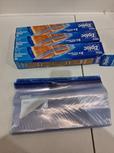 3PK Ziploc Food Storage Freezer Bags with Double Zipper Seal and Easy Open Tabs - EXTRA LARGE image 2