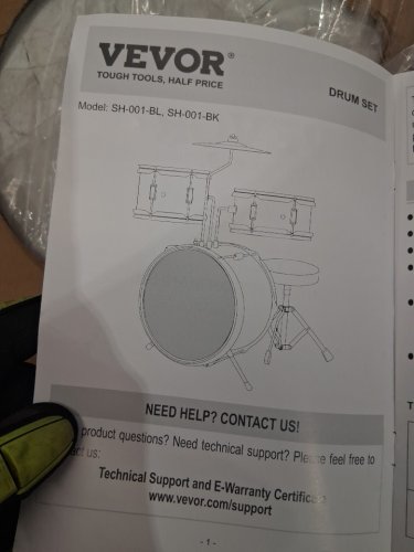 3PC Kids Drum Set Beginner Drum Set with Adjustable Throne Cymbal Pedal Two Pairs of Drumsticks - 14" - Black (MODEL:SH-001-Bk) image 5