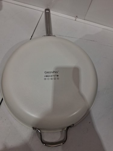 GREENPAN "THE BIG FRY" FRYPAN NON-STICK, PFAS-FREE, DISHWASHER SAFE & OVEN SAFE - 14" - CREAM (MODEL: 1972977) image 4