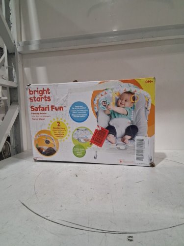 BRIGHT STARTS SAFARI FUN PORTABLE 3-POINT HARNESS VIBRATING BOUNCER WITH TOY BAR - SAFARI/MULTICOLORED (MODEL: 12204) image 2