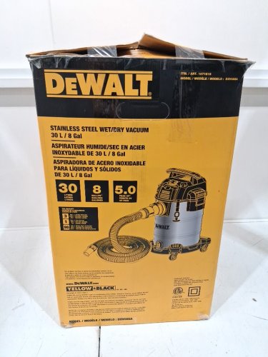 dewalt pro stainless steel wet/dry vacuum - 8gal/30L - 5hp - silver/black (model: dxv08s / 1671616a) image 2