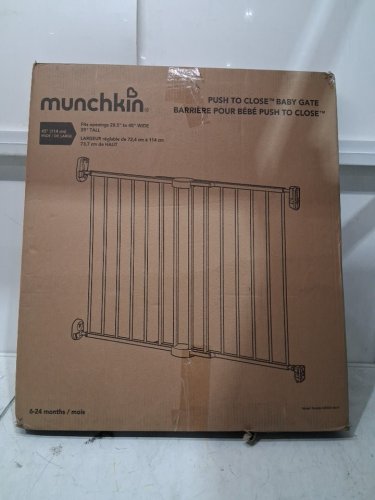MUNCHKIN PUSH TO CLOSE BABY GATE FOR STAIRS WITH HARDWARE - fits up to 45" wide - BLACK (MODEL: 46777001-SIOC/mk0001 rev4) image 2