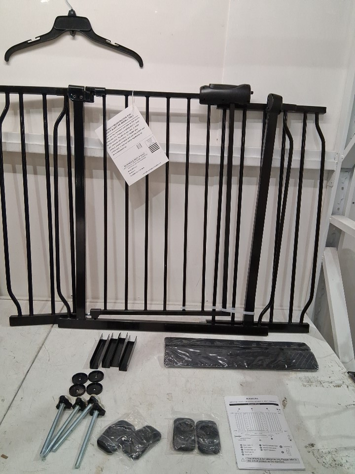 ALLAIBB EXTRA WIDE METAL PRESSURE BABY/PET GATE FOR ENTRANCEWAYS - 52"-57"- BLACK  (MODEL: W046) image 3