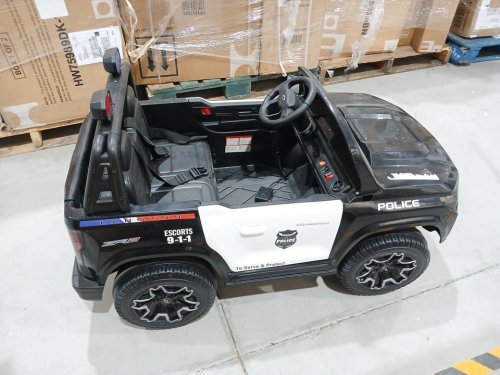 Costzon Chevrolet Kids 2-Seater Electric Ride on Police Car with Megaphone, Siren, LED Flashing Lights - 24V - Black image 4