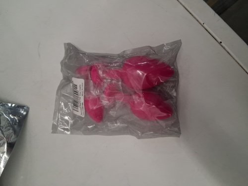 3PC WOMENS anal play silicone butt plug with hearts - sm/med/lg- pink image 2