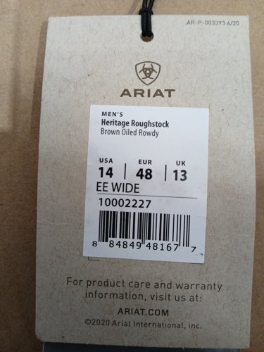 men's ariat heritage roughstock cowboy boot - 14 extra wide - brown oiled rowdy (style: 10002227) image 3