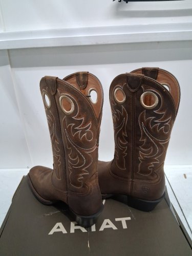 MENS ARIAT SPORT SQUARE TOE WESTERN BOOTS - 8.5 EXTRA EXTRA WIDE - POWDER BROWN - (MODEL: 10017365) image 7