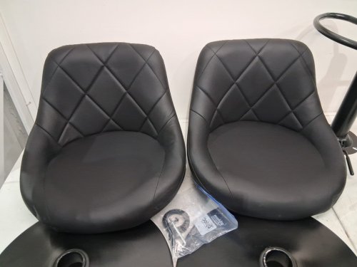 2pk Lennox Furniture Adjustable Height Bounded Leather Barstools - 14" x 17.7" x 34.2-42.1"- 300LBS MAX - black (model: wh-3002) image 5