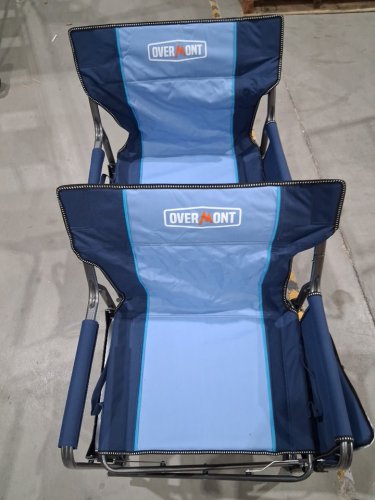 2PK Overmont Oversized Folding Camping Chair for Adults with Cooler Table & Pocket WITH Carry Strap - 450LBS - BLUE (MODEL: DChair-Blue-VC-new) image 2