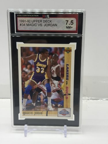 KSA GRADED 7.5 NM+ 1991-92 UPPER DECK #34 MAGIC VS JORDAN CARD image 3