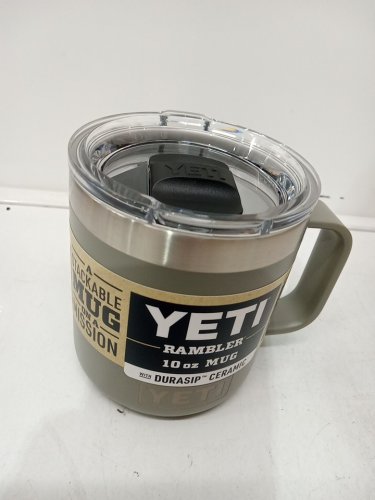 Yeti Rambler Stainless Steel Stackable Mug with Lid and Durasip Ceramic Lining - 10oz - Pampa Green  (Model: 11402) image 3