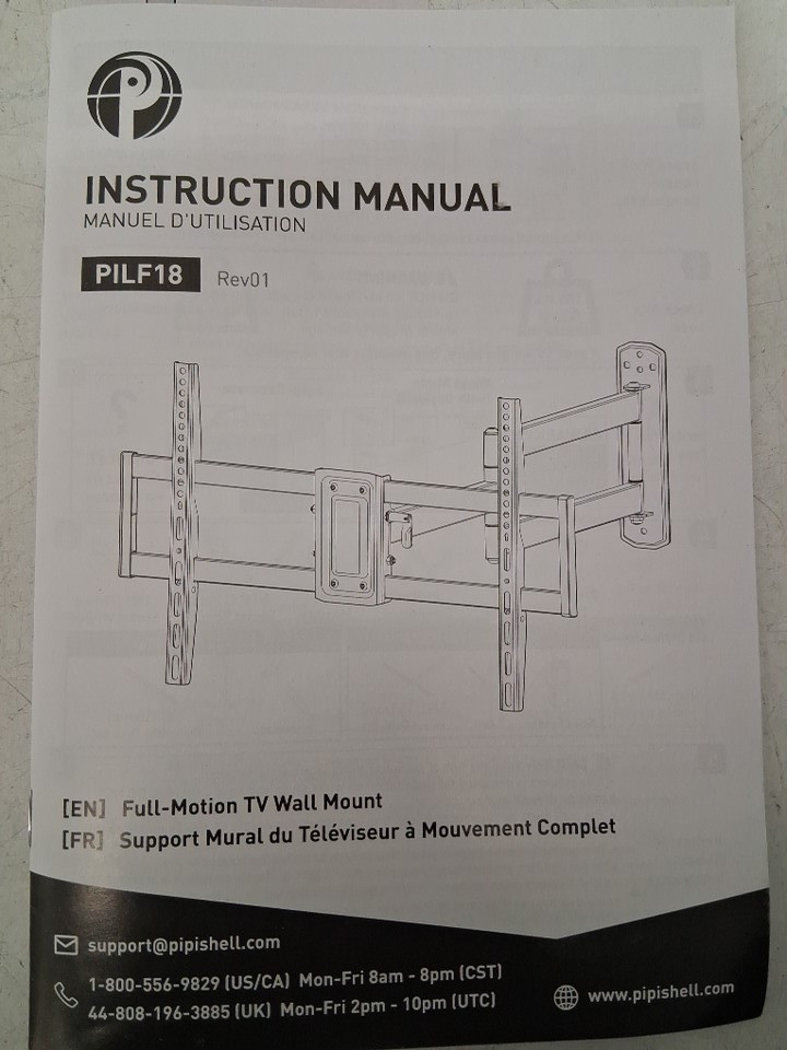 Pipishell Full-Motion Long-Arm TV Wall Mount with swivel & tilt - for 32"-75" TVs - 100lbs capacity - Black (Model: PILF18) image 11