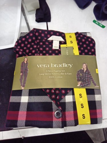 2PC WOMENS vera bradley pajama set - small - red plaid ( style: 1908043) image 2