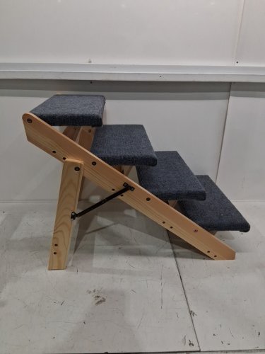 4-step dog stairs - 25" x 18.5" x 19" - 150lb capacity - grey/wood (model: ZD-25DOG06) image 4