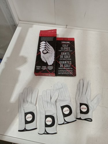 4PK Kirkland Signature Premium Cabretta Leather Golf Gloves - left Hand - MEDIUM - White image 2