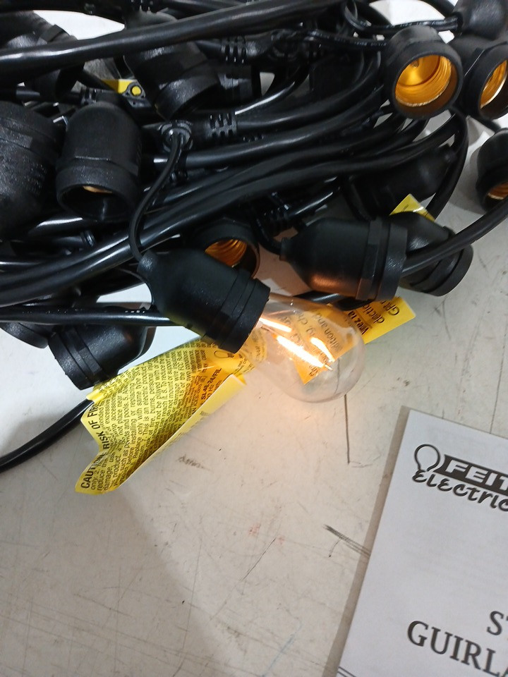 feit electric weatherproof led 24-light string lights with 26 lightbulbs - 48ft - black (model: 1603293) image 4