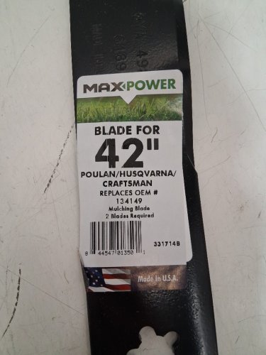 max power blade set for poulan/craftsman/Husqvarna mulching mowers - replaces oem 134149 - 42" (model: 331714b) image 4