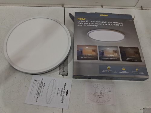 KODA 15" DIMMABLE LED CEILING LIGHT WITH BACKLIGHT - 1600 LUMENS - WHITE (MODEL: 1806383) image 2