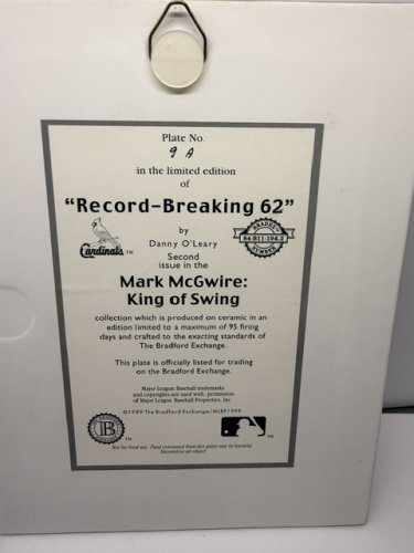 5PC SET COLLECTIBLE MARK MCGWIRE PLATE HOMERUN SET LIMITED EDITION image 10