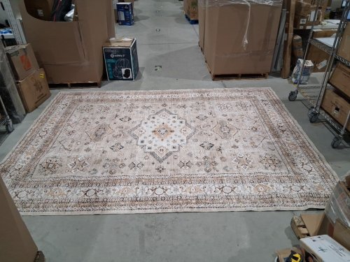 washable area rug with non-slip backing - 8ft-9" x 12ft - beige image 2