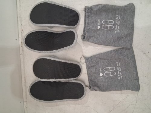 2PK Portable NO-SLIP Travel Spa Slippers with Storage Bag - ONE SIZE FITS MOST - GREY image 3